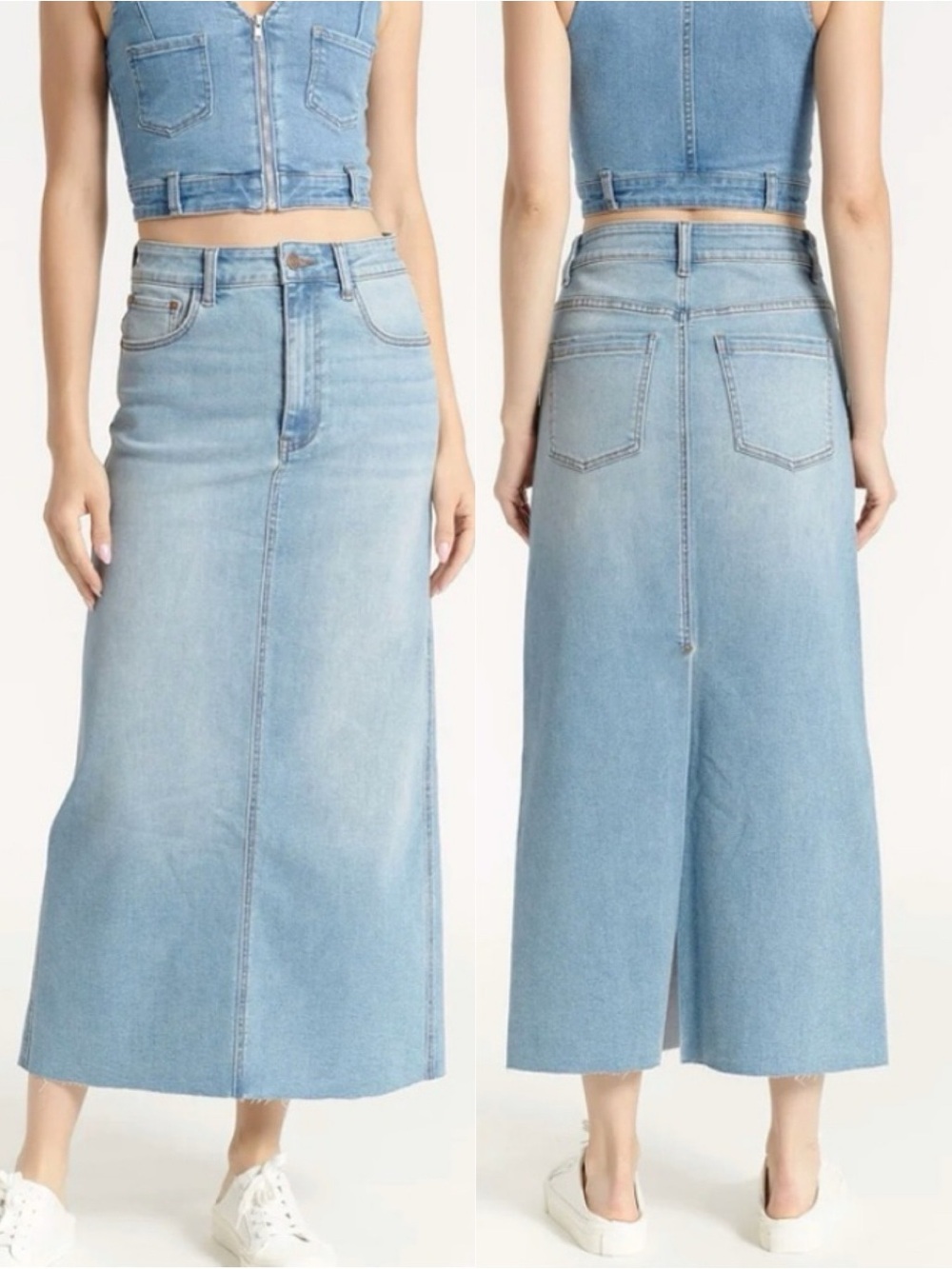 OAT NY Denim Maxi Back Slit Skirt, 2/26